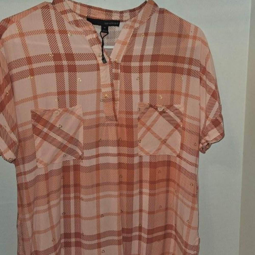 Howard Bernard Blouse medium-sized peach plaid short sleeves Japna Kids  blouse